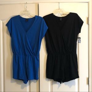 Pair of casual v-neck rompers.
